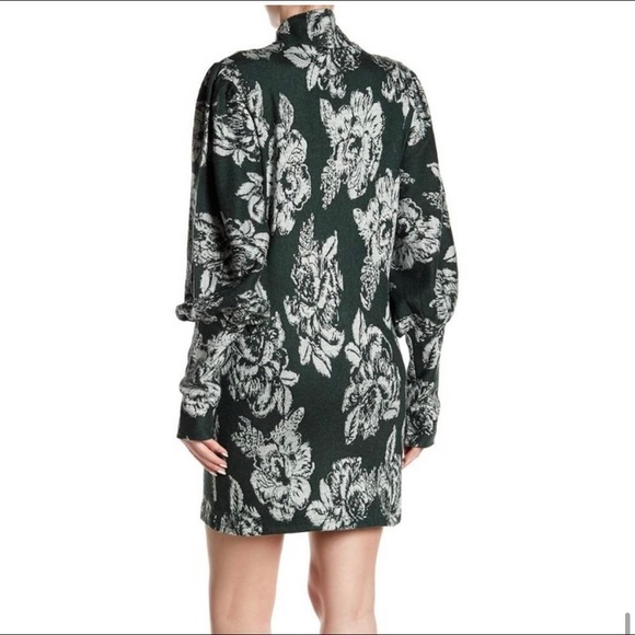 Free People Floral Wool Blend Mock Neck Mini Dress - Picture 2 of 8